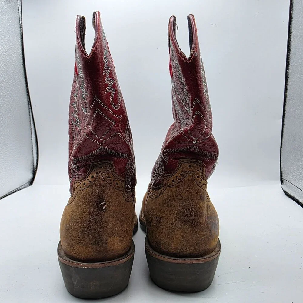 Ariat Heritage Roughstock Kids Size 3 Brown Red Western Leather Boots Casual - Picture 5 of 13